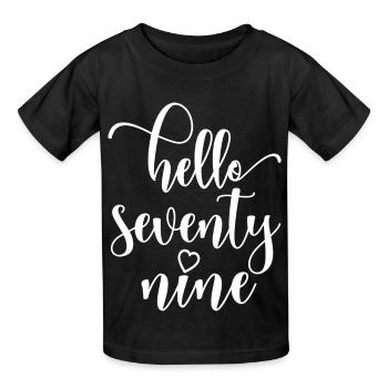 Bonjour Soixante-dix neuf Mignon anniversaire de 79 ans - T-shirts Russell Enfant - noir - Devant - AI Model Kid Male (0cm)