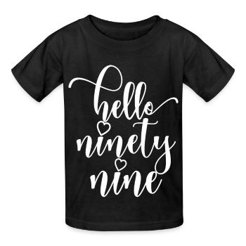Bonjour Quatre-vingt-dix-neuf mignons anniversaire de 99 ans - T-shirts Russell Enfant - noir - Devant - AI Model Kid Male (0cm)