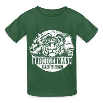 Bärtiger Mann, Bär Tiger Mann, Vater, Papa - Kinder T-Shirt von Russell - Flaschengrün - Vorne - AI Model Kid Male (0cm)
