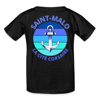 Saint-Malo, Brittany, the Corsair city - Kids T-Shirt by Russell - black - Back - AI Model Kid Male (0cm)