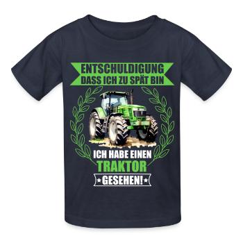 Entschuldigung ich habe einen Traktor gesehen - Kinder T-Shirt von Russell - Navy - Vorne - AI Model Kid Male (0cm)
