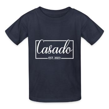 2023 Fête de mariage du marié de fiançailles - T-shirts Russell Enfant - bleu marine - Devant - AI Model Kid Male (0cm)