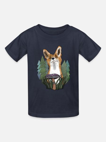 Glücklicher Fuchs (dunkle Stoffe) - Kinder T-Shirt von Russell - Navy