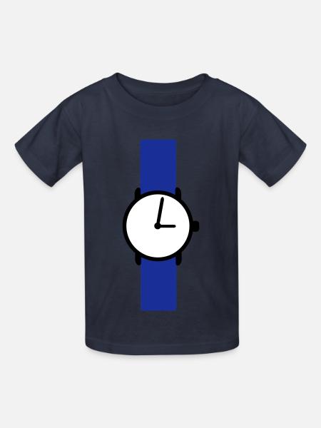 Uhr - Kinder T-Shirt von Russell - Navy
