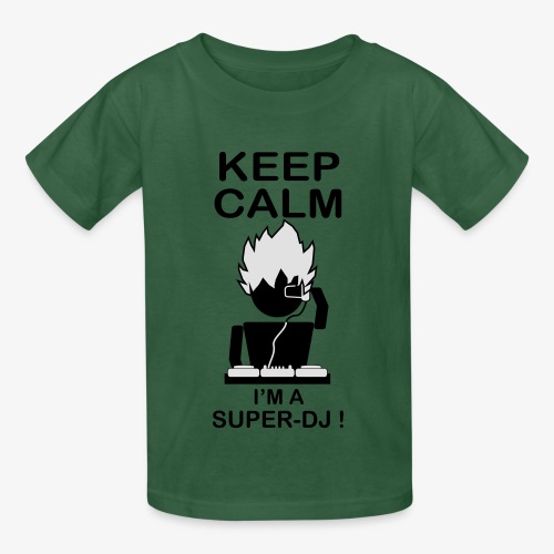 KEEP CALM SUPER DJ B&W - T-shirts Russell Enfant