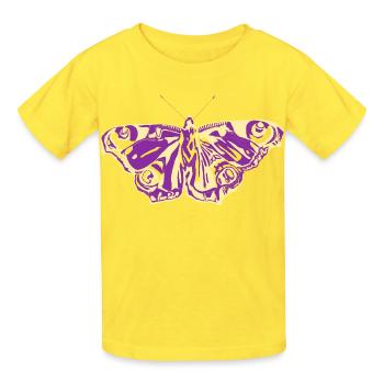 Lila-Gelber Schmetterling - Kinder T-Shirt von Russell - Gelb - Vorne - AI Model Kid Male (0cm)