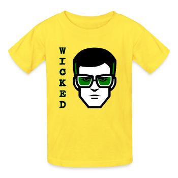Roger Wicked - Kinder T-Shirt von Russell - Gelb - Vorne - AI Model Kid Male (0cm)