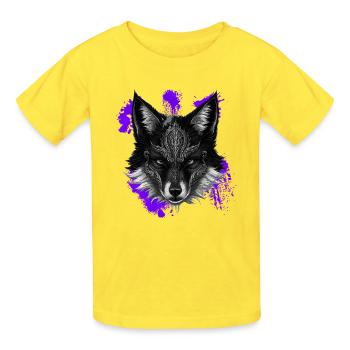 Füchse, Farbflecken, Tribals - Kinder T-Shirt von Russell - Gelb - Vorne - AI Model Kid Male (0cm)