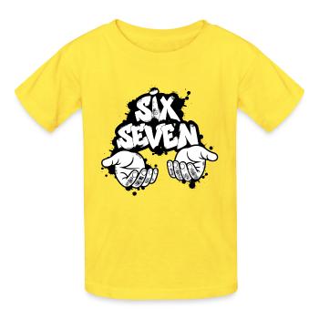 Six Seven Graffiti - Kinder T-Shirt von Russell - Gelb - Vorne - AI Model Kid Male (0cm)