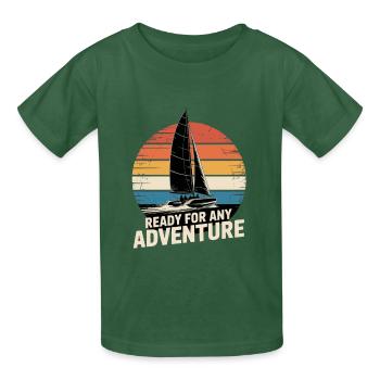 Régate Voile Chemise Voilier, Équipage de Yacht - T-shirts Russell Enfant - vert bouteille - Devant - AI Model Kid Male (0cm)