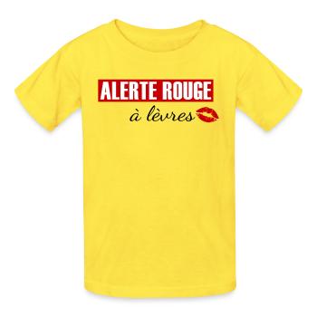 Alerte rouge à lèvres - T-shirts Russell Enfant - jaune - Devant - AI Model Kid Male (0cm)