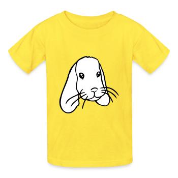 Hase Kaninchen Häschen Nagetier Kleintier niedlich - Kinder T-Shirt von Russell - Gelb - Vorne - AI Model Kid Male (0cm)