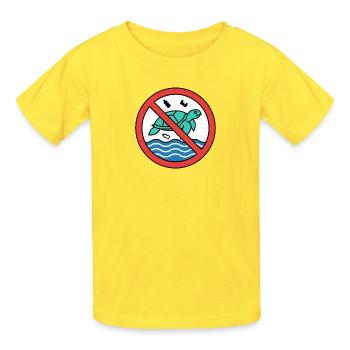 Stoppt Plastikmüll! | Rettet die Schildkröten - Kinder T-Shirt von Russell - Gelb - Vorne - AI Model Kid Male (0cm)