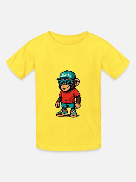 Monky Rock - Kinder T-Shirt von Russell - Gelb