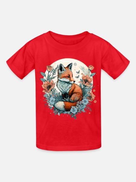 Fuchs - Kinder T-Shirt von Russell - Rot
