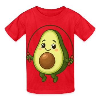 Süße Avocado Cartoon Sport Skipping Seil - Kinder T-Shirt von Russell - Rot - Vorne - AI Model Kid Male (0cm)