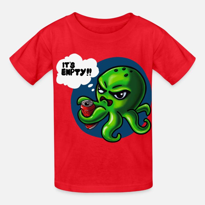 Grumpy Kraken - Kinder T-Shirt von Russell - Rot