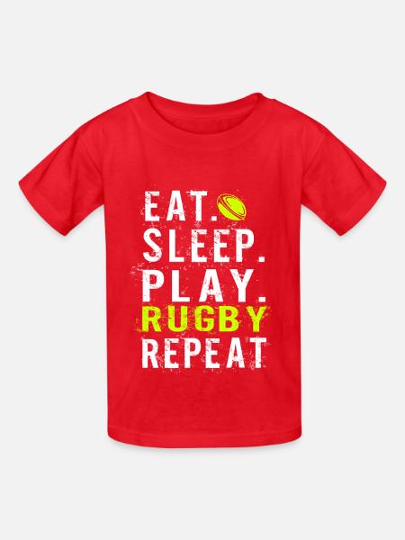 Eat sleep Rugby - Kinder T-Shirt von Russell - Rot