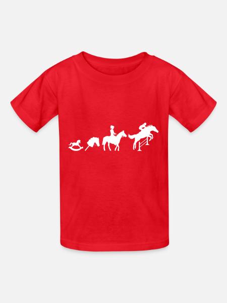 Evolution Springreiter Reiten - Kinder T-Shirt von Russell - Rot