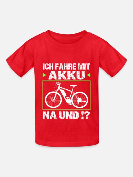 Ich fahre mit Akku - Kinder T-Shirt von Russell - Rot
