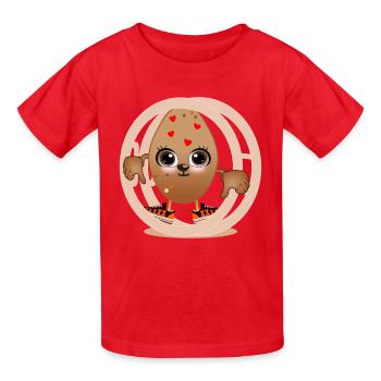 RHÖNRAD KINDER TURNEN - KARTOFFELN - Kinder T-Shirt von Russell - Rot - Vorne - AI Model Kid Male (0cm)