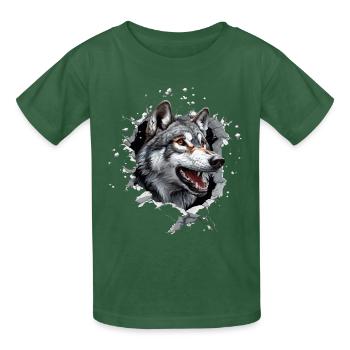 Lustiger Wolfshund - Kinder T-Shirt von Russell - Flaschengrün - Vorne - AI Model Kid Male (0cm)