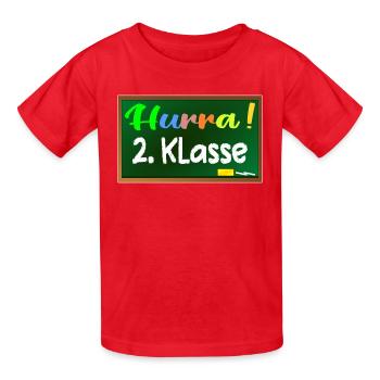 Grundschule 2. Klasse HURRA - Kinder T-Shirt von Russell - Rot - Vorne - AI Model Kid Male (0cm)