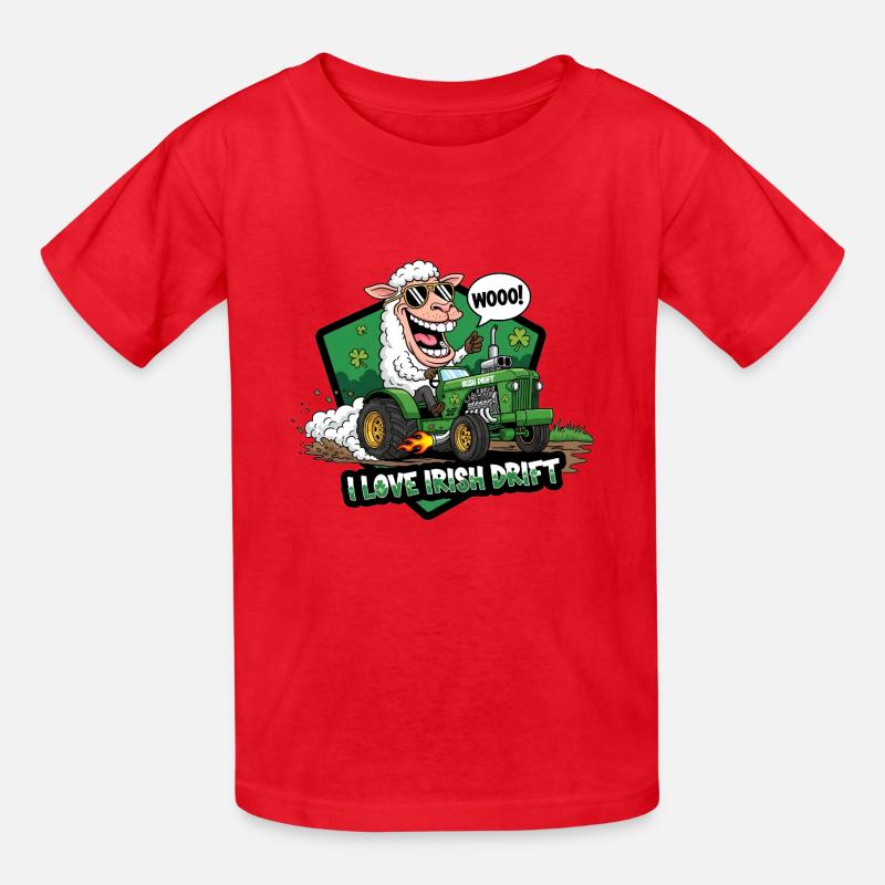 Irisches Drift Schaf Auto Design - Kinder T-Shirt von Russell - Rot