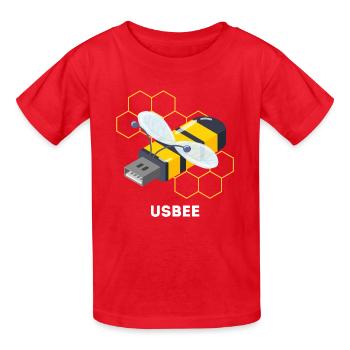 Dessin animé drôle d’abeille USB - T-shirts Russell Enfant - rouge - Devant - AI Model Kid Male (0cm)