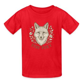 Stay Foxy – Wild & Stilvoll - Kinder T-Shirt von Russell - Rot - Vorne - AI Model Kid Male (0cm)