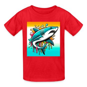 Hai - Kinder T-Shirt von Russell - Rot - Vorne - AI Model Kid Male (0cm)