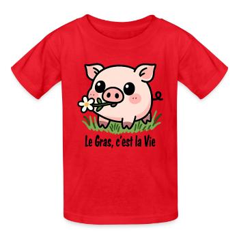 Le Gras, c'est la Vie - T-shirts Russell Enfant - rouge - Devant - AI Model Kid Male (0cm)