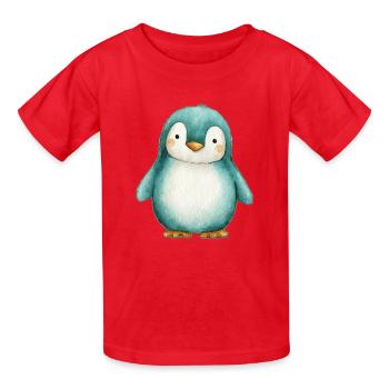 Frosted Penguin – Winterkinderillustration - Kinder T-Shirt von Russell - Rot - Vorne - AI Model Kid Male (0cm)