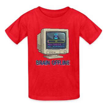 Brain Offline Retro-Monitor - Kinder T-Shirt von Russell - Rot - Vorne - AI Model Kid Male (0cm)