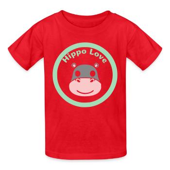 Nilpferd Kopf Gesicht Maske Lächeln - Kinder T-Shirt von Russell - Rot - Vorne - AI Model Kid Male (0cm)