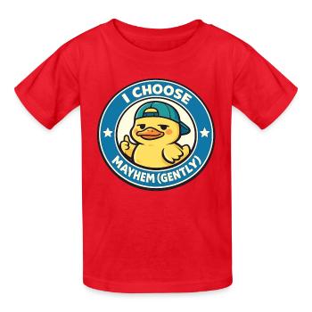 I choose chaos gently duck - Kids T-Shirt by Russell - red - Front - AI Model Kid Male (0cm)