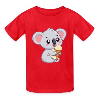Koala gourmand à la glace - Kids T-Shirt by Russell - red - Front - AI Model Kid Male (0cm)