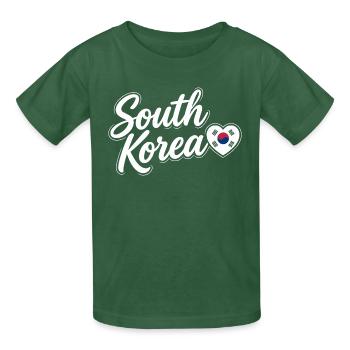 Scénario sud-coréen avec amour de cœur de drapeau - T-shirts Russell Enfant - vert bouteille - Devant - AI Model Kid Male (0cm)