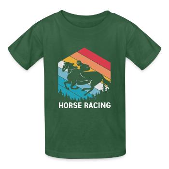 Pferderennen - Kinder T-Shirt von Russell - Flaschengrün - Vorne - AI Model Kid Male (0cm)