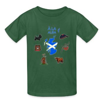 SCOTTISH AURA - Kids T-Shirt by Russell - bottle green - Front - AI Model Kid Male (0cm)