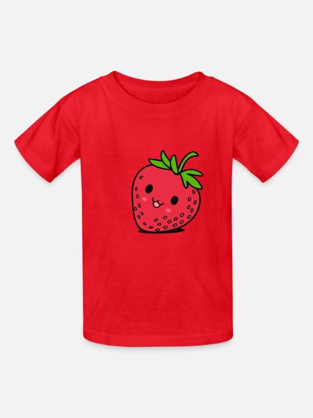 Rote Erdbeere mit Gesicht - Kinder T-Shirt von Russell - Rot