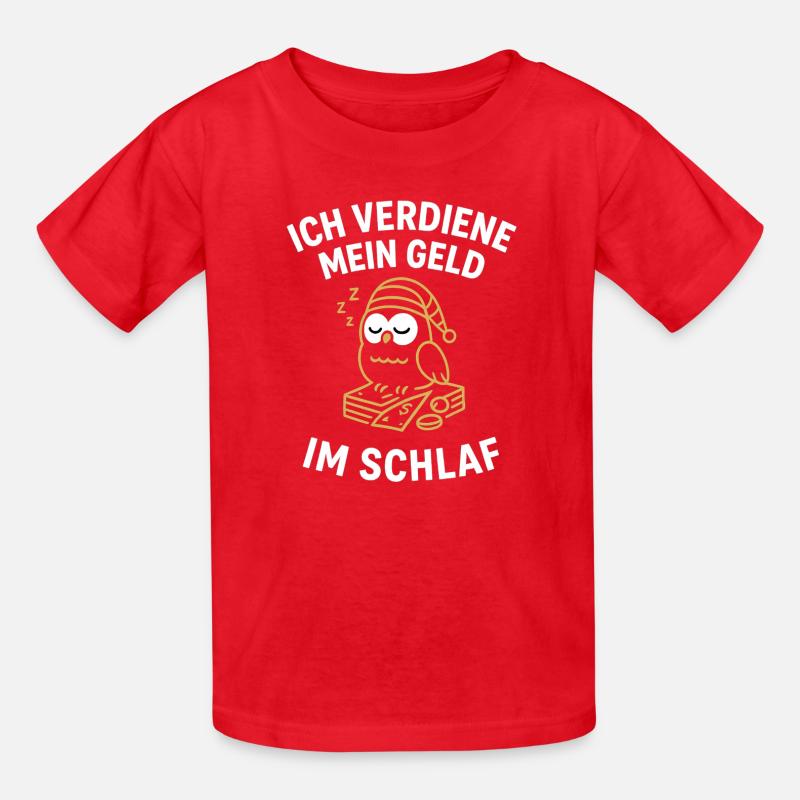 GeldImSchlaf Eule - Kinder T-Shirt von Russell - Rot