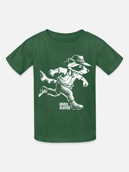 Lenny Hunter Cooles Schwarz-Weiß-Design - Kinder T-Shirt von Russell - Flaschengrün