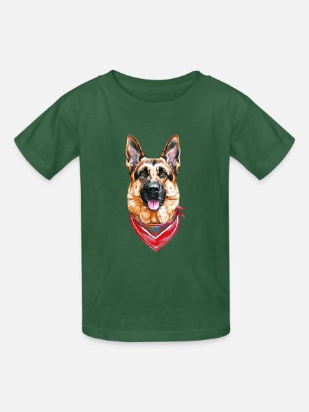Deutscher Schäferhund mit Bandana - Kinder T-Shirt von Russell - Flaschengrün