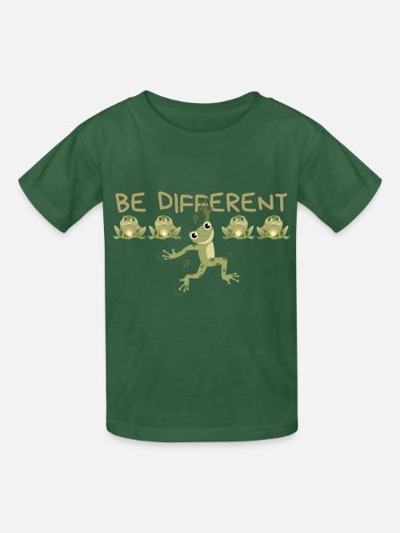 BE DIFFERENT Frog - Kinder T-Shirt von Russell - Flaschengrün