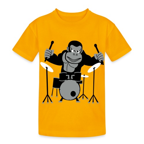 Drumming Gorilla - Teenager Heavy Cotton T-Shirt