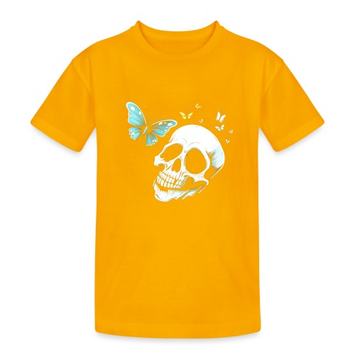 Totenkopf mit Schmetterling - Teenager Heavy Cotton T-Shirt