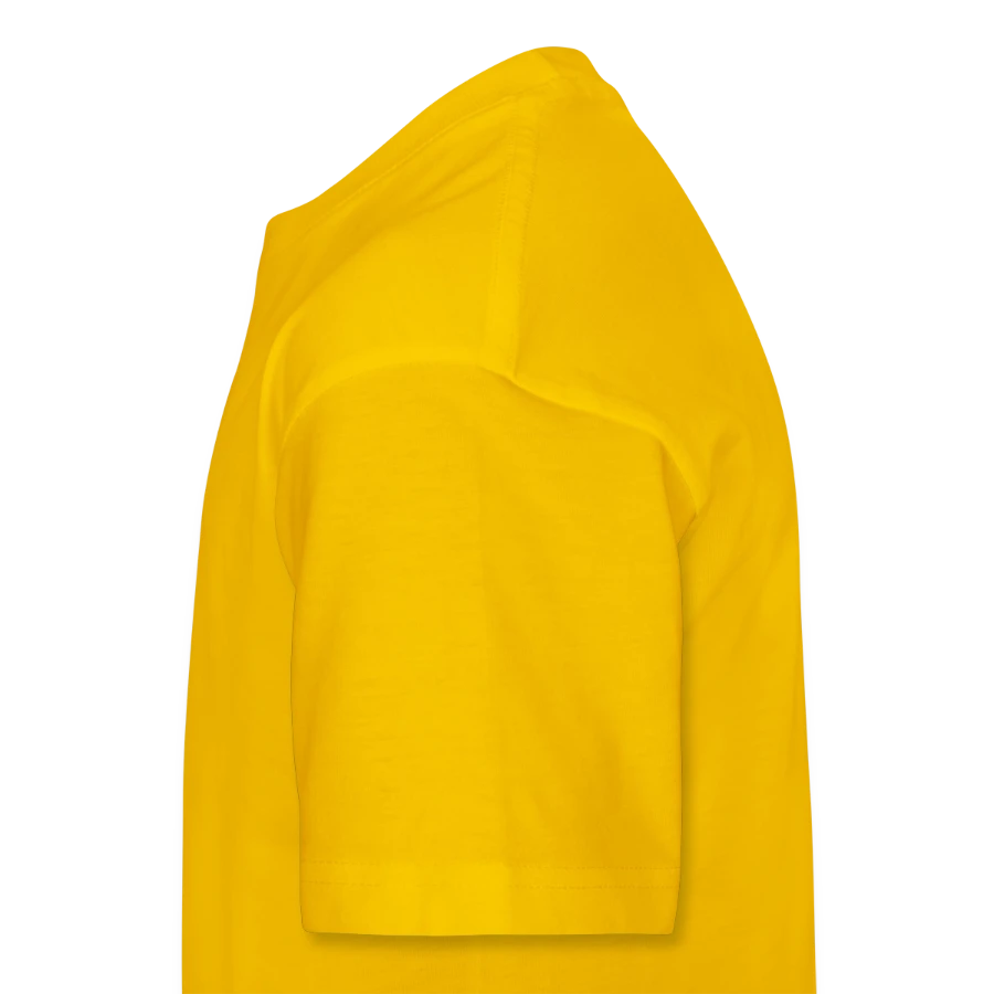 Naples badge on a teenager heavy cotton t-shirt, egg yellow, left