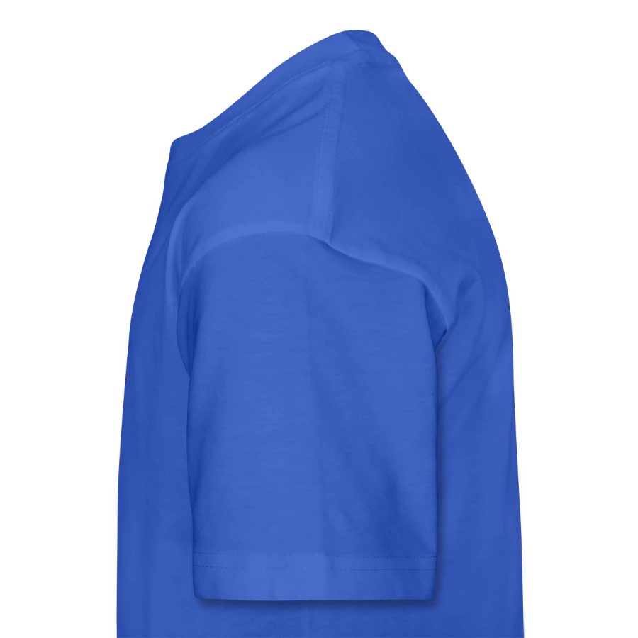 Pisa badge on a teenager heavy cotton t-shirt, royal blue, left