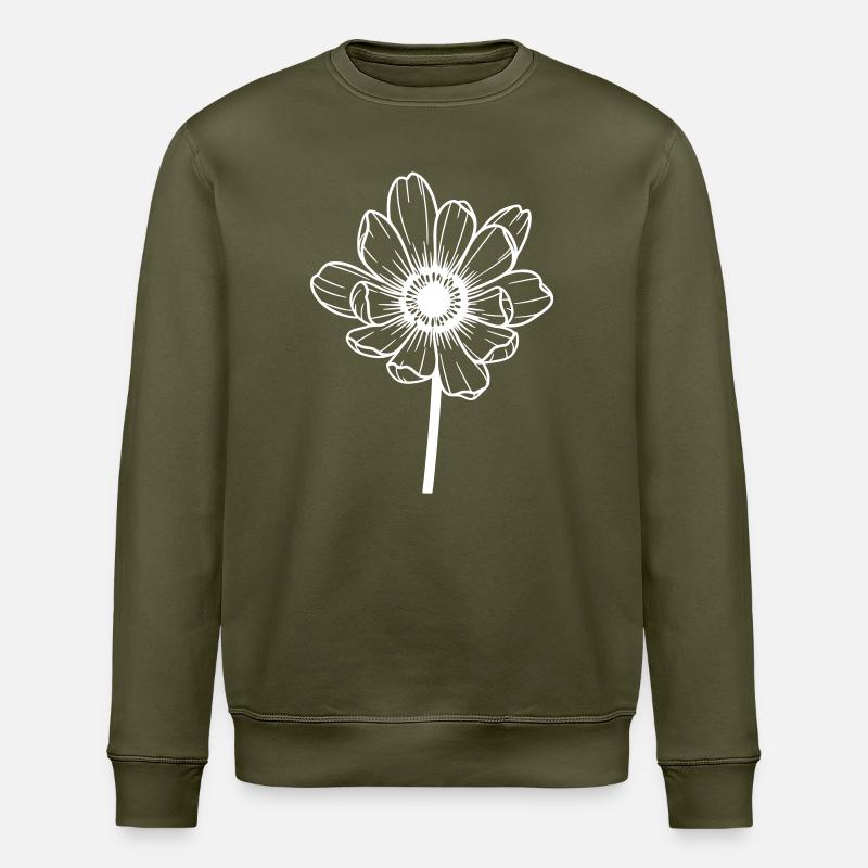 Fleur blanche graphique - Sweat bio ROLLER Stanley/Stella Unisexe - kaki